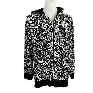Onque Woman black-and-white Valore fleece zip up jacket